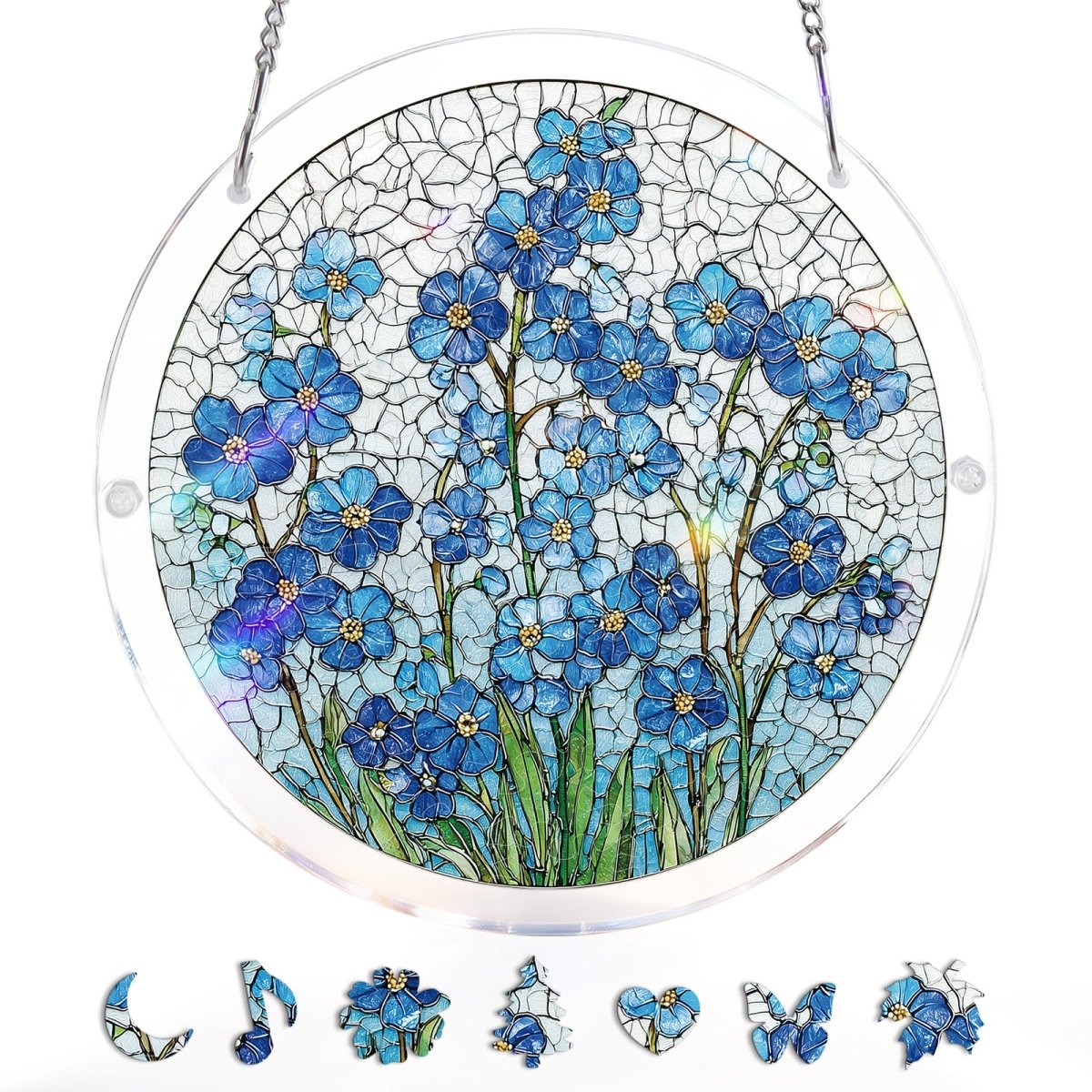 Azure Bloom Whisper - Acrylic Window Suncatcher