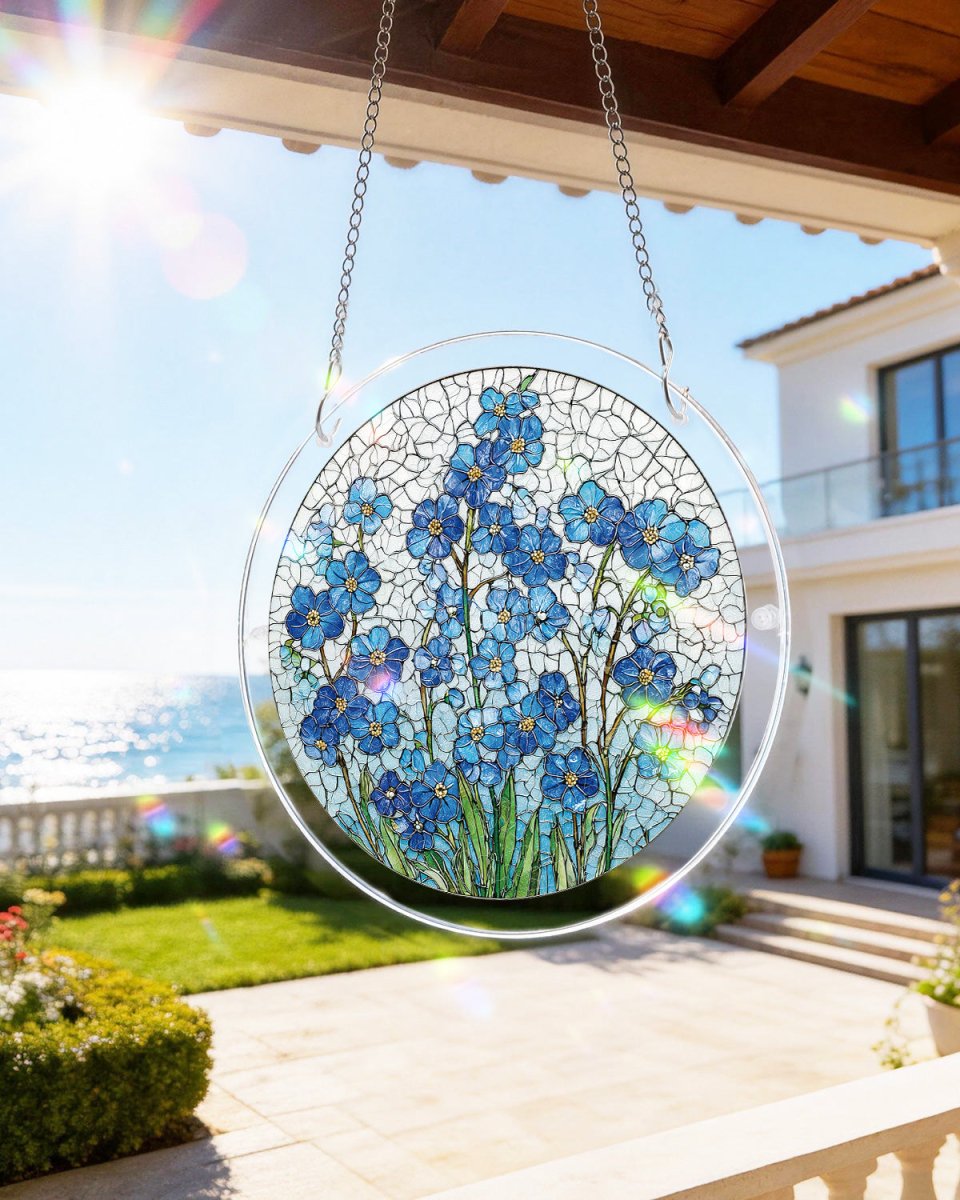 Azure Bloom Whisper - Acrylic Window Suncatcher