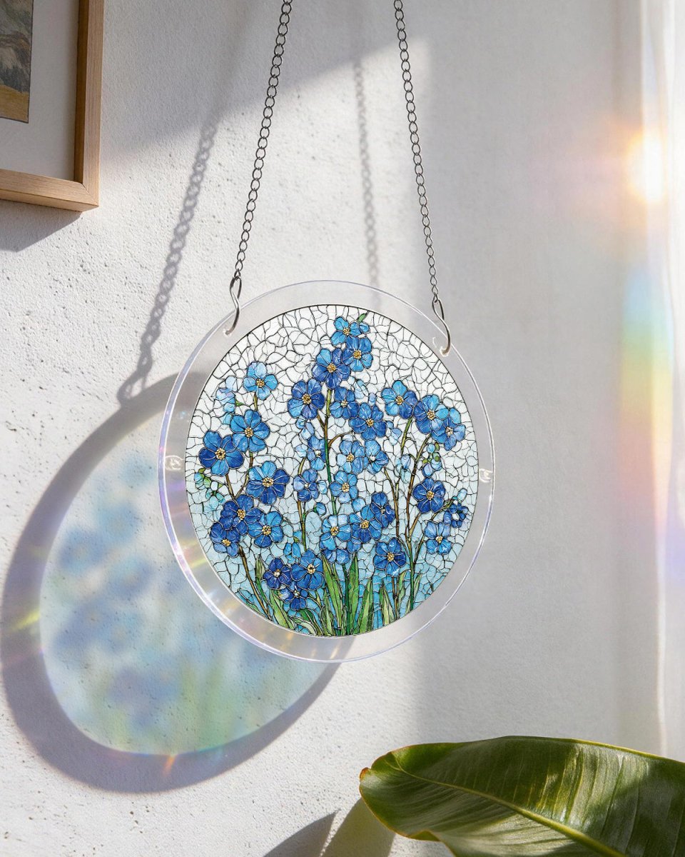 Azure Bloom Whisper - Acrylic Window Suncatcher