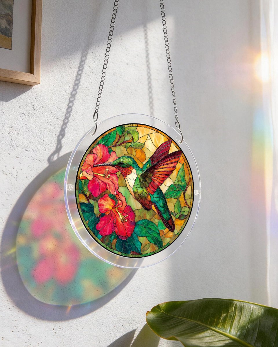 Emerald Flame Hummingbird - Acrylic Window Suncatcher