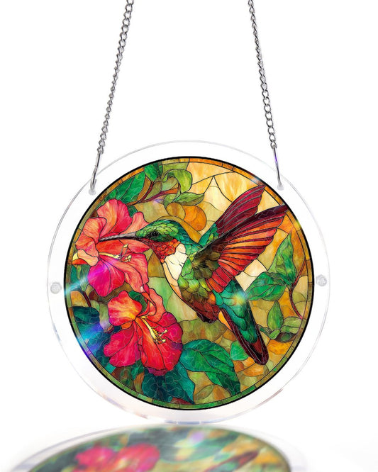 Emerald Flame Hummingbird - Acrylic Window Suncatcher