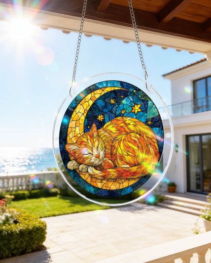 Starry Moon Cat - Acrylic Window Suncatcher