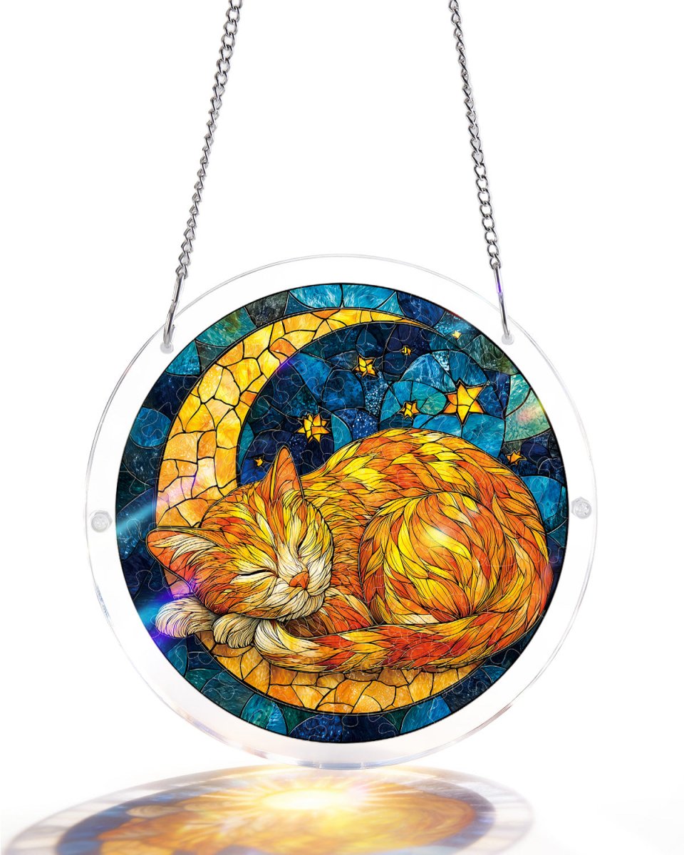 Starry Moon Cat - Acrylic Window Suncatcher