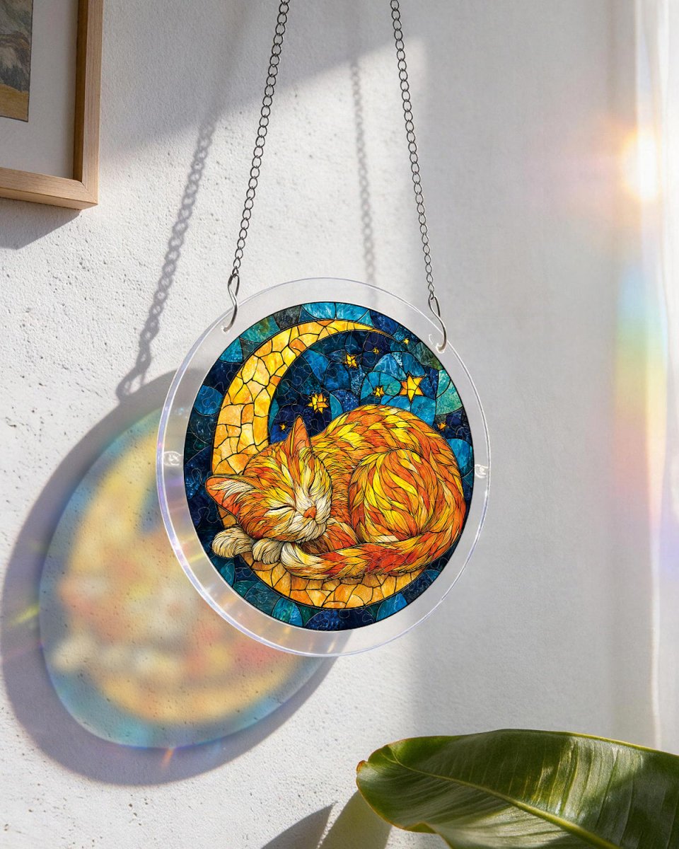 Starry Moon Cat - Acrylic Window Suncatcher