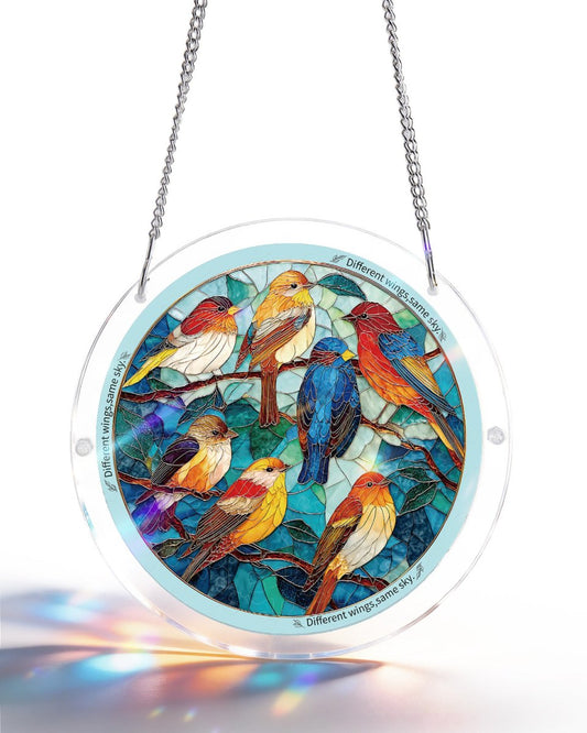 Glowing Feather Haven - Acrylic Window Suncatcher