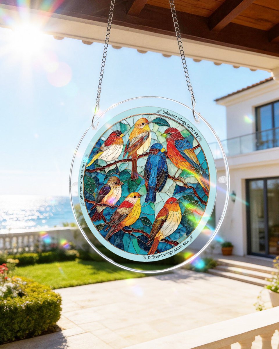 Glowing Feather Haven - Acrylic Window Suncatcher
