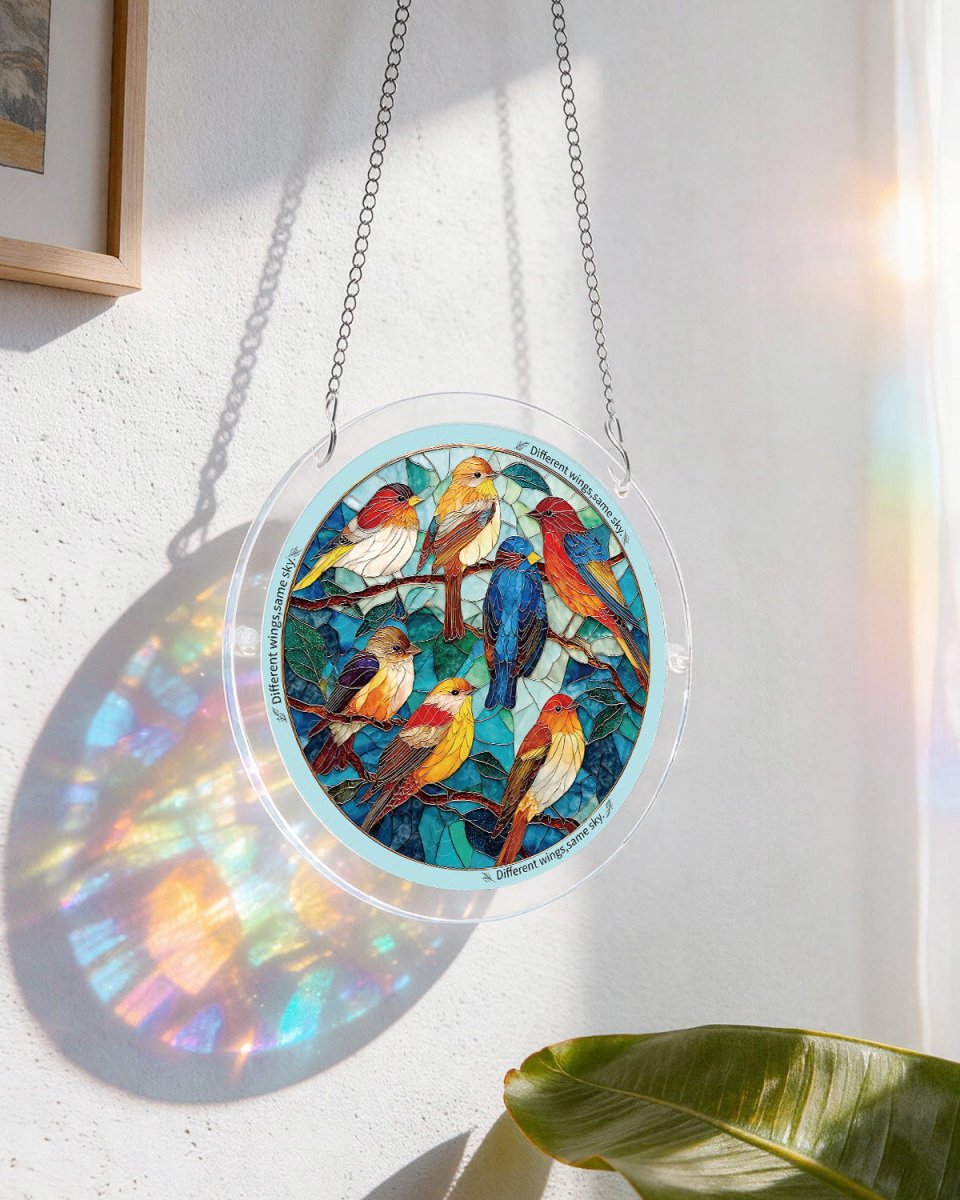 Glowing Feather Haven - Acrylic Window Suncatcher