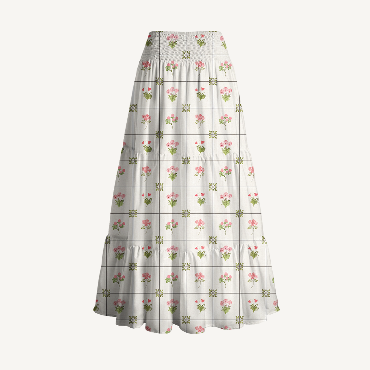 Meadow Tile Bloom Print Convertible Maxi Skirt & Strapless Dress