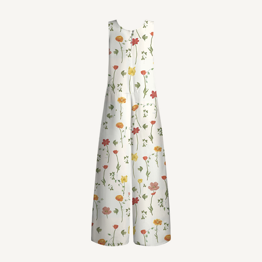 V-Neck Wildlight Meadow Boho Jumpsuit with Pockets for Women
