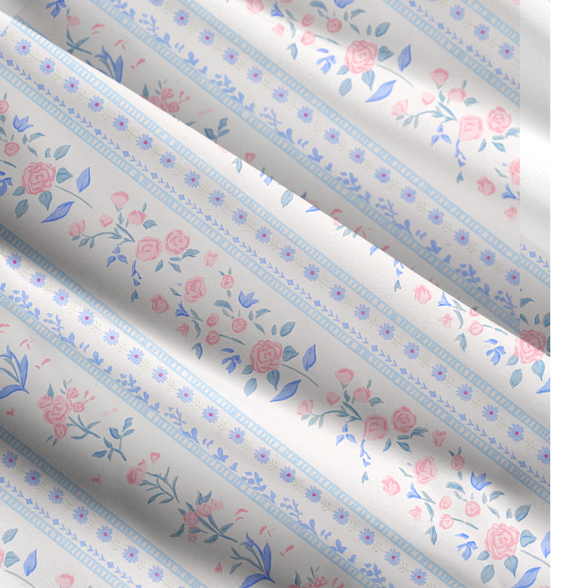 Square Neck Blue Rose Print Wide Straps Maxi Dress With Pockets