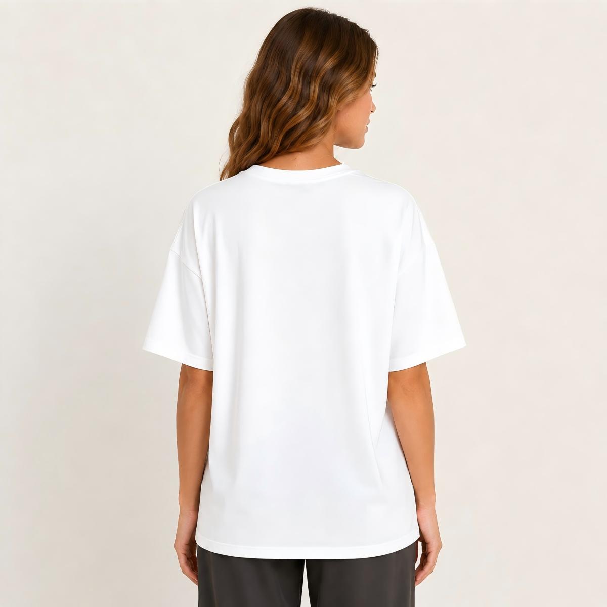 Stitched Quiet Happiness Print Crew Neck Cotton Tee