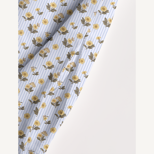 Square Neck Blue Marigold Print Wide Straps Maxi Dress With Pockets
