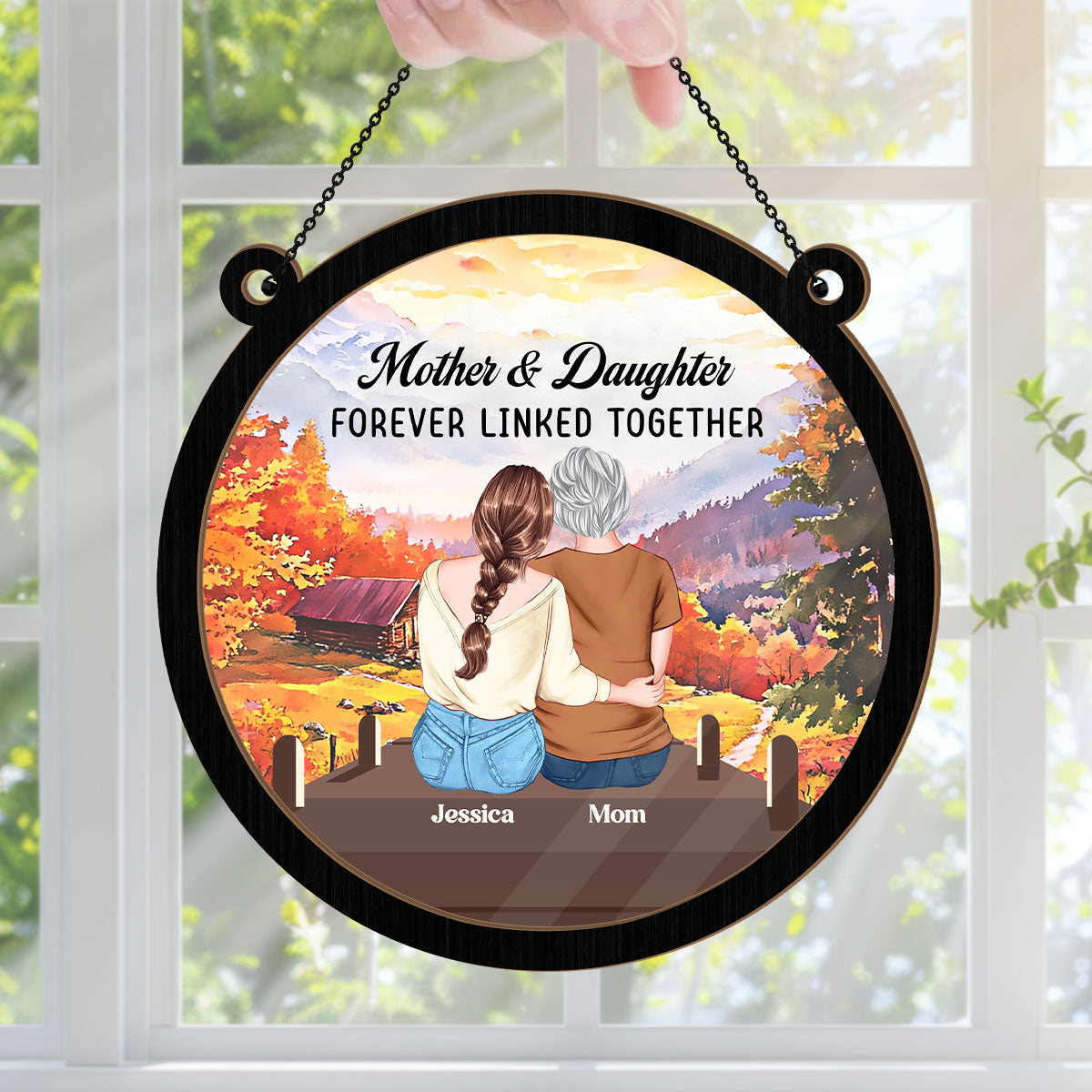 Mother & Daughter Forever Linked Together - Personalized Window Hanging Suncatcher