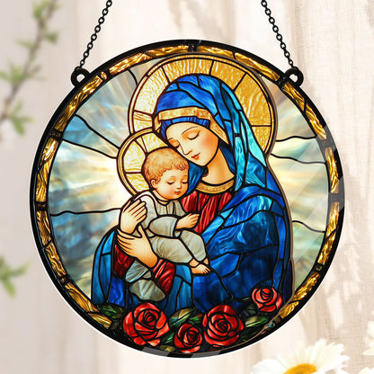 Radiant Virgin And Child - Window Hanging Suncatcher