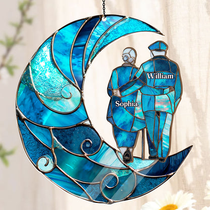 Forever In Love Crescent Keepsake - Personalized Window Hanging Suncatcher