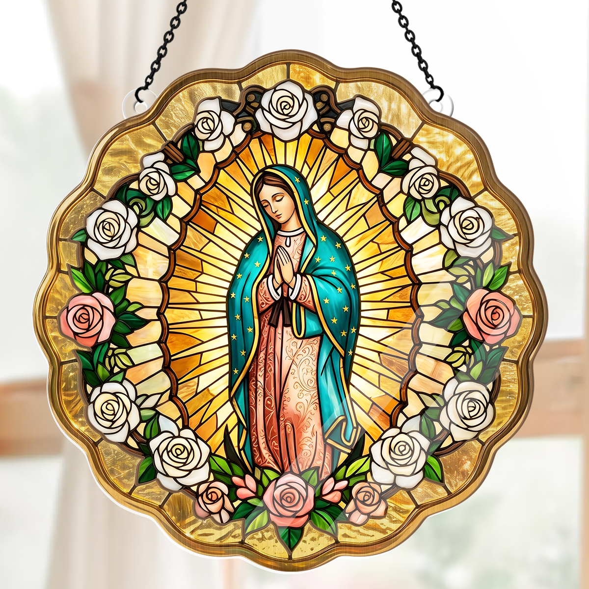 Virgin Mary Golden Halo - Window Hanging Suncatcher