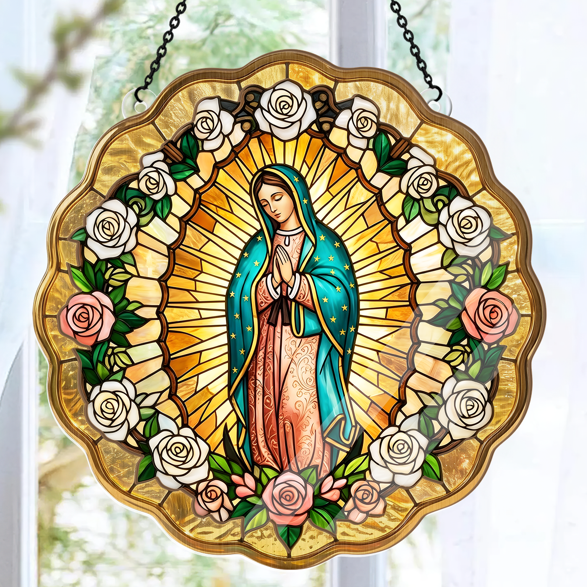Virgin Mary Golden Halo - Window Hanging Suncatcher