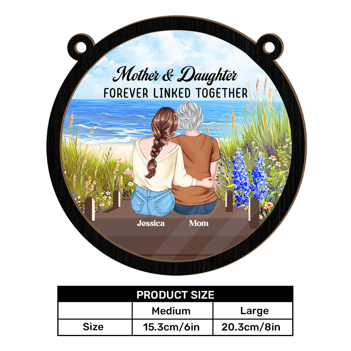 Mother & Daughter Forever Linked Together - Personalized Window Hanging Suncatcher