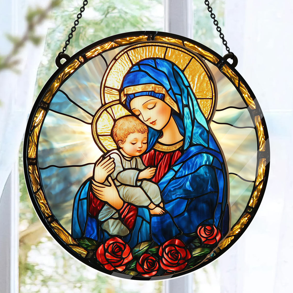 Radiant Virgin And Child - Window Hanging Suncatcher